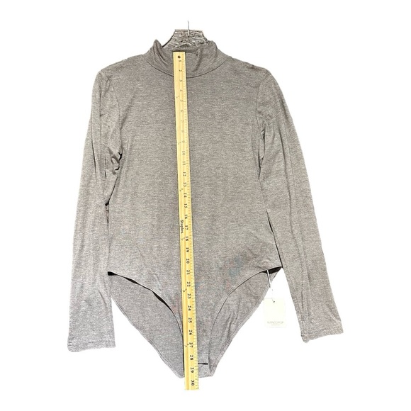 MangoPop Turtle Neck Long Sleeve Bodysuit Top Heather Grey Size XL - Picture 6 of 11